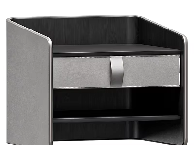 Modern Black Bedside Table With Silver Drawer Handle And Minimalist Design 3d model
