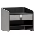 Modern Black Bedside Table With Silver Drawer Handle And Minimalist Design 3d model