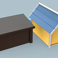Colorful Dog Supplies Including Two Dog Houses Pet Beds Bowls And Toys