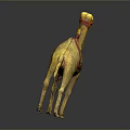 Yellow Camel Figurine With Red Decorative Saddle On Black Background