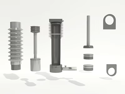 Different Types Of Automotive Parts Including Bolts Shafts Sleeves And Washers 3d model