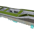 Modern Office Building With Green Roof Glass Facade And Surrounding Trees