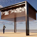Modern Outdoor Pergola Design With Metal Frame And Carved Roof Patterns