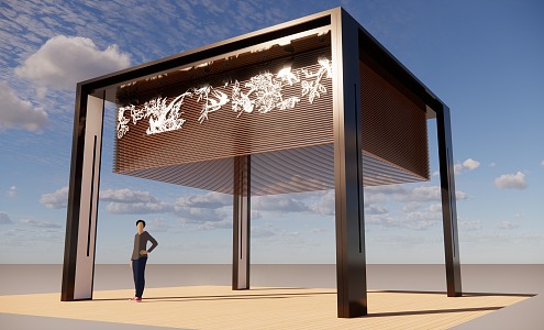 Modern Oriental artistic conception leisure gallery pavilion 3d model