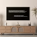 Stylish Wooden TV Stand With Drawers Rattan Doors And Decorative Figurines Plus Potted Plant
