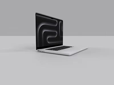 Modern Laptop With Black Screen Featuring Abstract Curves White Body And Sleek Design 3d model