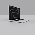Modern Laptop With Black Screen Featuring Abstract Curves White Body And Sleek Design