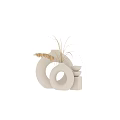 Minimalist Circular Hollow Vases With Dried Reeds And Small Bowls On Square Base