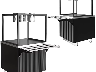 Modern Black Kitchen Equipment Featuring Metal Frame And Storage Countertop 3d model