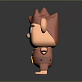 3D Cartoon Mouse Character Sculpture With Red Spiky Hair Brown Outfit And Fierce Expression