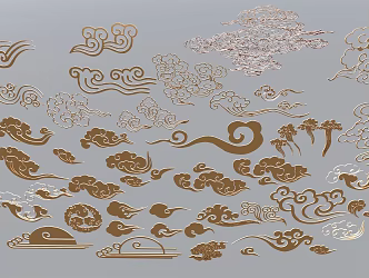 New Chinese moire Xiangyun moire iron decorative patterns 3d model