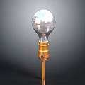 Transparent Light Bulb With Golden Base And Reflective Surface Design