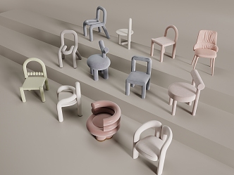 Cream wind chair 3d model