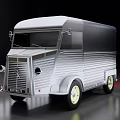 Vintage Silver Van With Streamlined Body Yellow Wheels And Retro Design