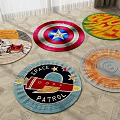 Round Rugs Featuring Diverse Patterns Like Cartoon Spaceship Hero and Spiral Designs