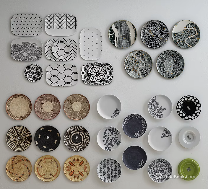 Various Decorative Plates With Diverse Patterns For Home Wall Decoration Ideas 3d model 