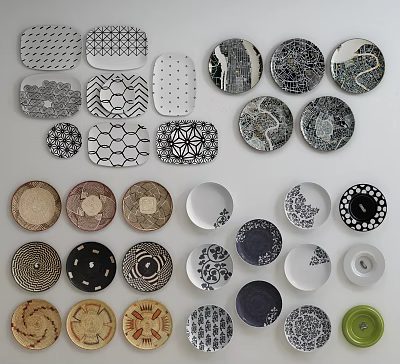 Various Decorative Plates With Diverse Patterns For Home Wall Decoration Ideas 3d model