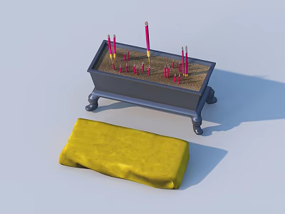 Road Safety Facilities With Grey Base Red Pink Warning Posts And Yellow Safety Mat 3d model