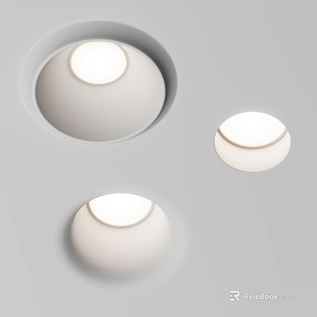 Modern Sleek White Embedded Downlights And Spotlights For Ceiling Lighting 3d model 