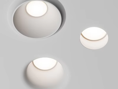 Modern Sleek White Embedded Downlights And Spotlights For Ceiling Lighting 3d model