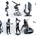 Modern Black Sculptures With Various Human Figures And Abstract Shapes