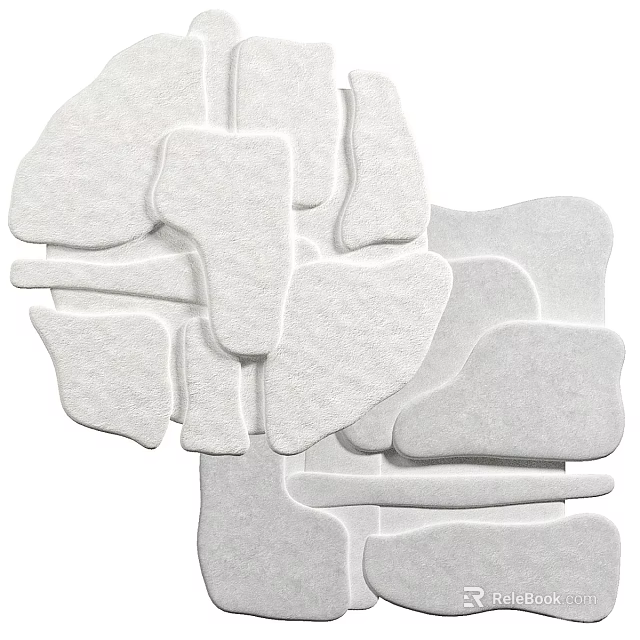 Modern Abstract Shaped Rug With Soft Irregular Geometric Patterns For Home Decor 3d model