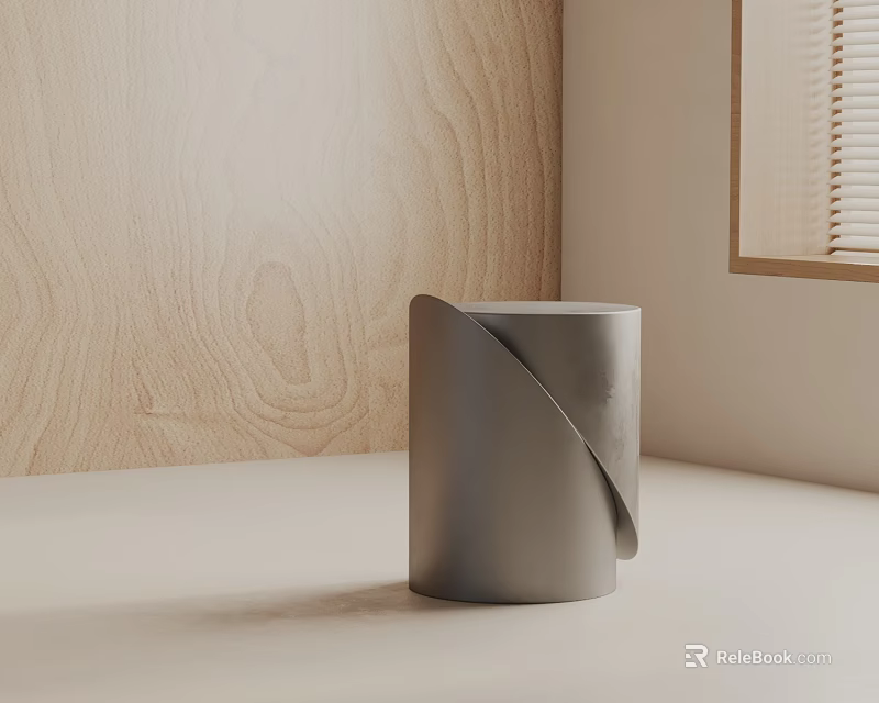 Modern Minimalist Side Table With Cylindrical Shape And Curved Design 3d model 