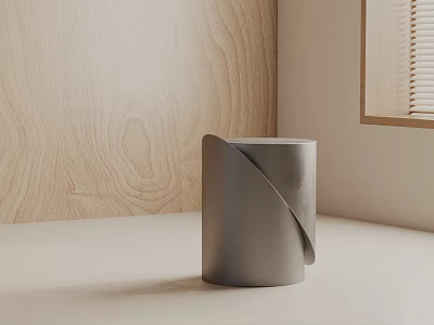 Modern Minimalist Side Table With Cylindrical Shape And Curved Design 3d model