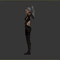 Fantasy Female Warrior in Detailed Armor with Feathered Shoulder Decoration and Sword Weapon