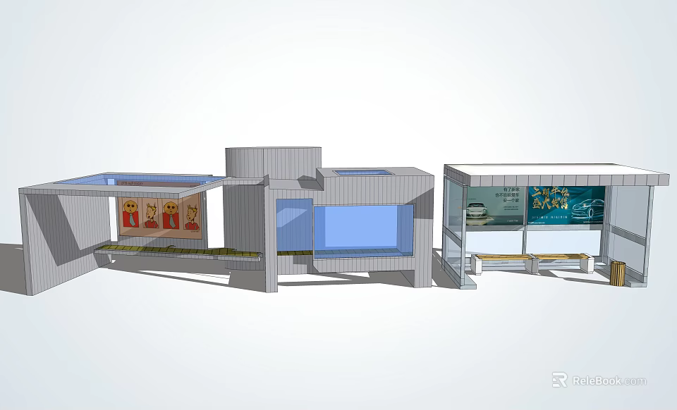 Modern Station Architecture With Glass Facade Sleek Structure And Display Areas 3d model 