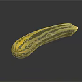 Fresh Striped Zucchini Vegetable With Yellow And Green Patterns On Black Surface