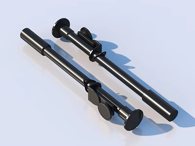 Two Black Metal Cylindrical Rods With Round Ends And Components 3d model
