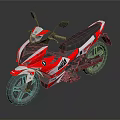 Red and White Sporty Motorcycle with Streamlined Design and Graphics