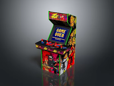 Vibrant Arcade Game Machine With Colorful Graphics And Control Buttons 3d model