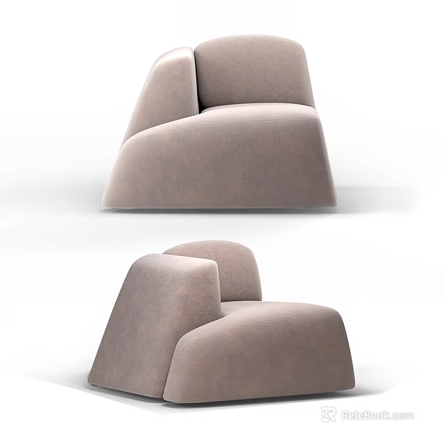 Modern Single Sofa With Beige Upholstery And Curved Minimalist Design 3d model 