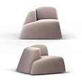 Modern Single Sofa With Beige Upholstery And Curved Minimalist Design
