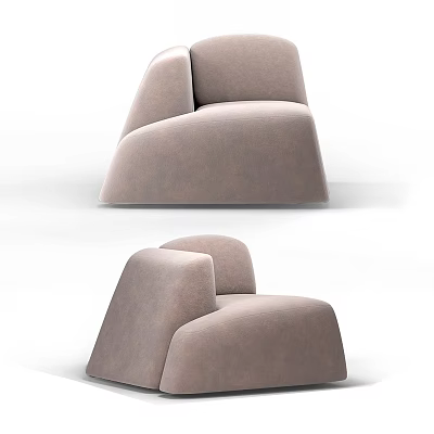 Modern Single Sofa With Beige Upholstery And Curved Minimalist Design 3d model
