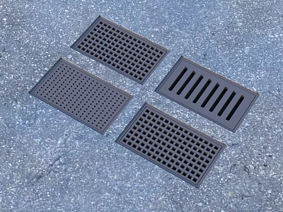 Gray Plastic Drain Covers With Different Patterns For Home Bathroom Floor 3d model
