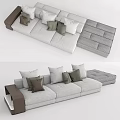 Light Gray Sectional Sofa With Multiple Green And Brown Decorative Pillows 3d model