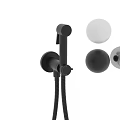 Modern Black Shower Faucet Set With Handheld Spray Rain Showerhead And Control Knob