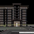 Modern Residential Apartment Building With Lawn Trees Entrance And People Activity