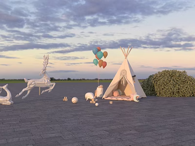 Tent crafts deer art ball 3d model
