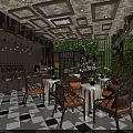 Stylish Retro Bubble Tea Shop Interior With Cozy Seats Lush Greenery And Wooden Ceiling Design