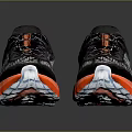 Modern Streamlined Running Shoes With Black Upper White Patterns Red Outsole And Pink Accents