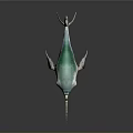Narwhal Model With Blue Green And White Body Long Tusk Open Mouth Sharp Teeth