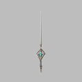 Elegant Silver Dagger With Blue Diamond Shaped Gemstone And Intricate Metal Design