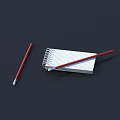 Two Red Pens With White Spiral Notebook And Lined Pages On Black Background