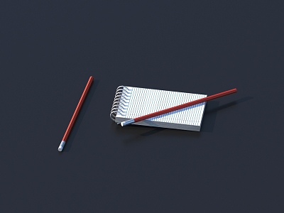 Modern pencil notepad stationery 3d model