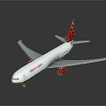 Global Express Airplane Model With White Body Red Tail Detailed
