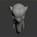 White Elephant Head Sculpture With Curled Trunk And Detailed Artistic Features